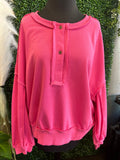 Button Crew Neck Sweatshirt