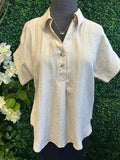 Collared Half Button Short Sleeve Shirt