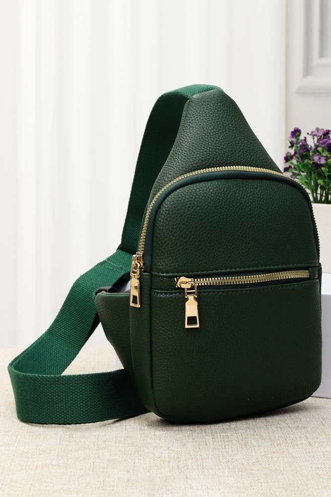 Solid PU Sling Bag: Turquoise