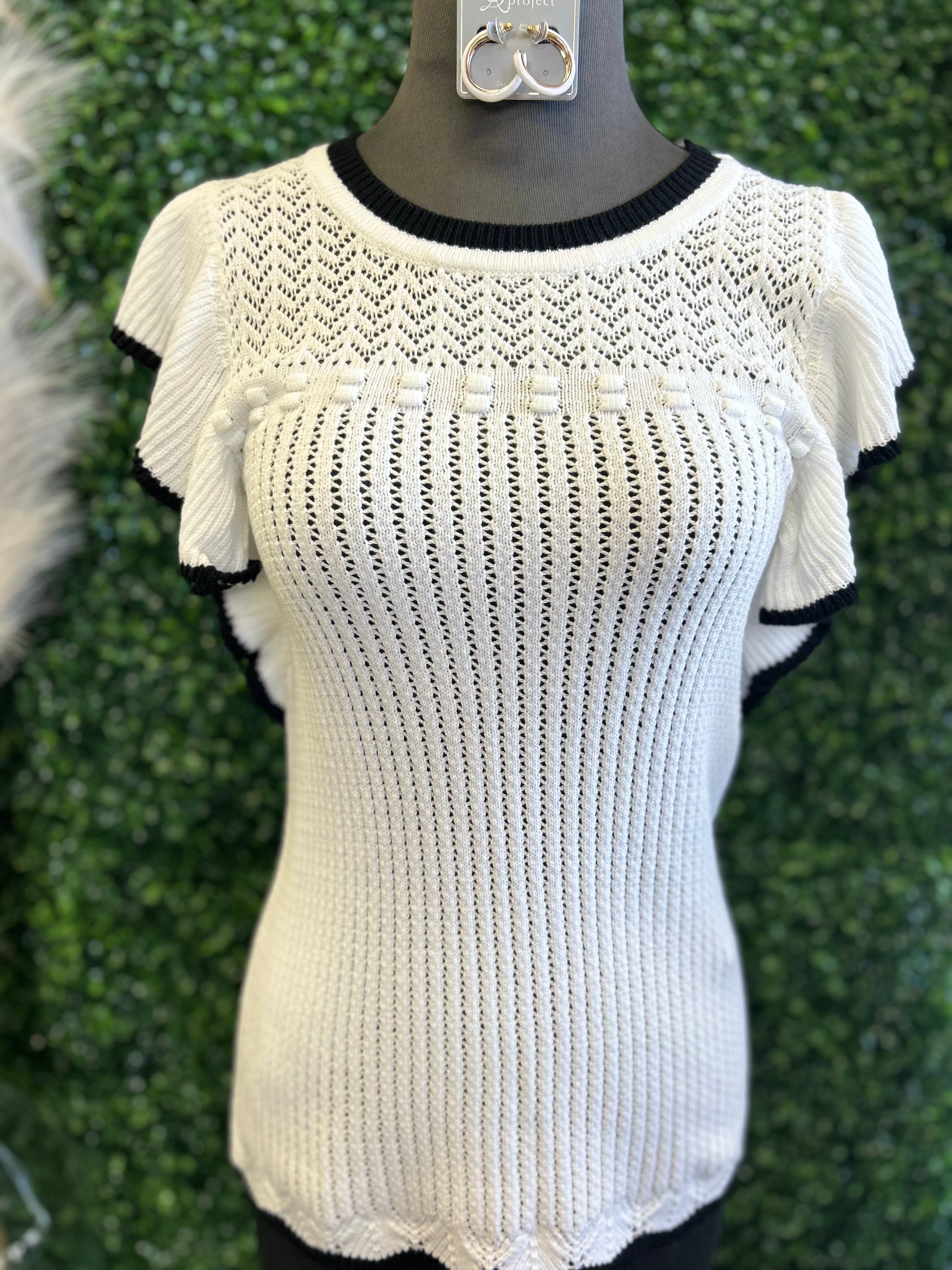 Crochet Eyelet Flounce Top
