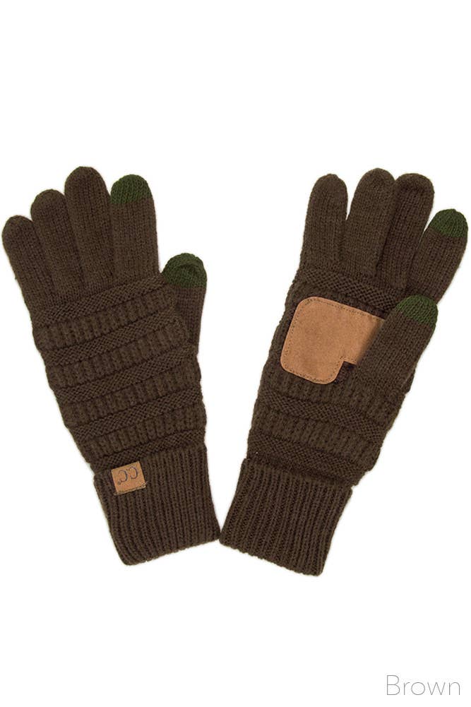 C.C Knitted Touch Screen Compatible Gloves: Cardinal