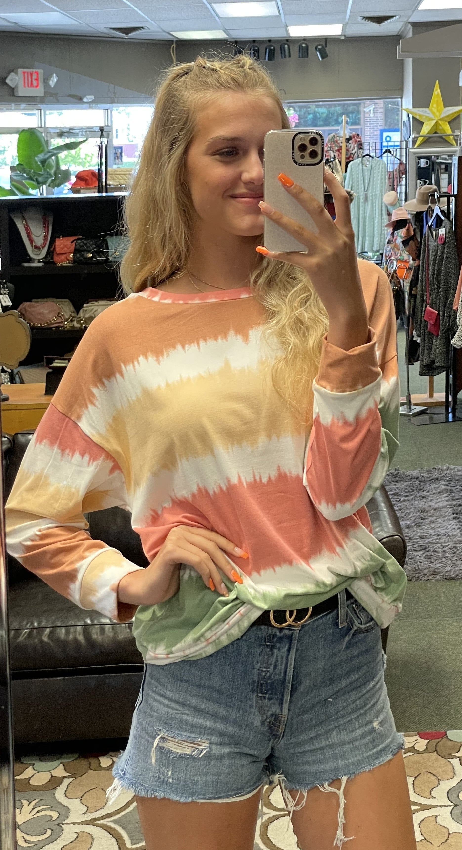 Multi Stripe Color Block Tie Dye Pull-over