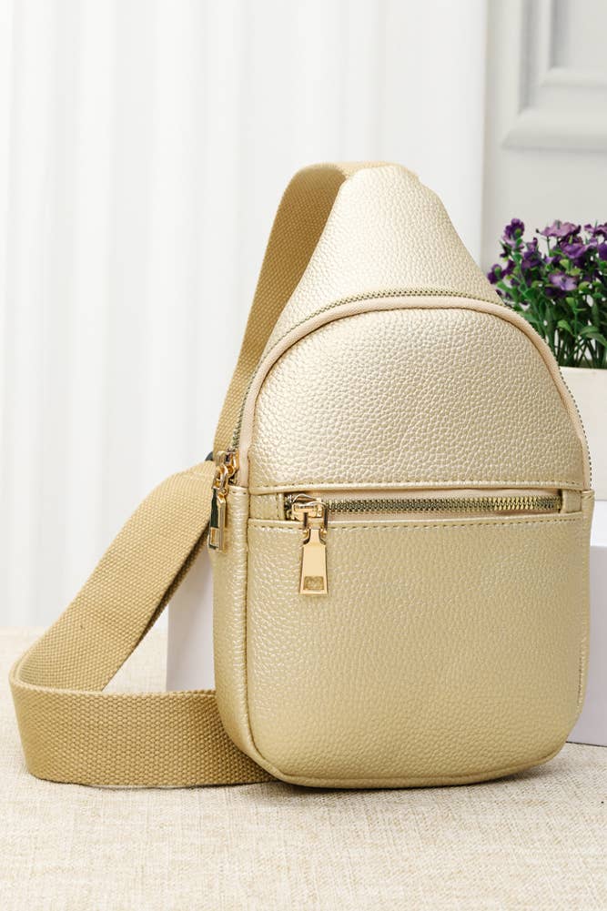 Solid PU Sling Bag: Turquoise