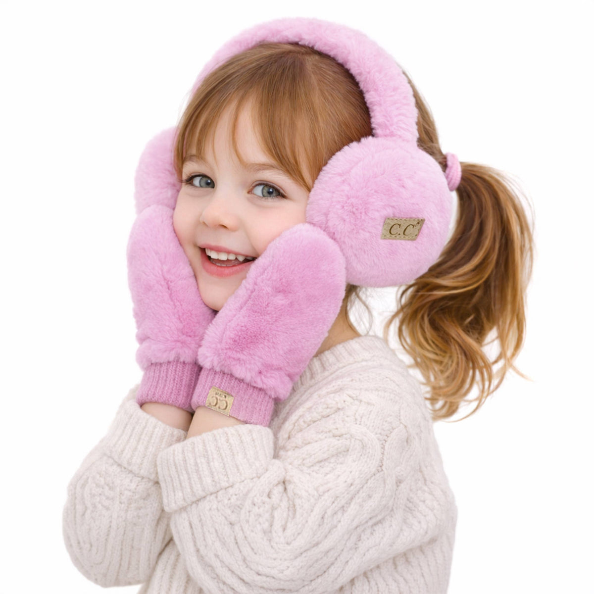 C.C Kids Faux Fur Solid Earmuffs Ear Warmer: Pink