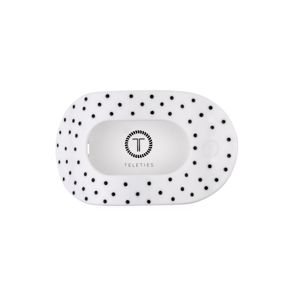 Flat Round | White Polka Dot Party | Medium Hair Clip