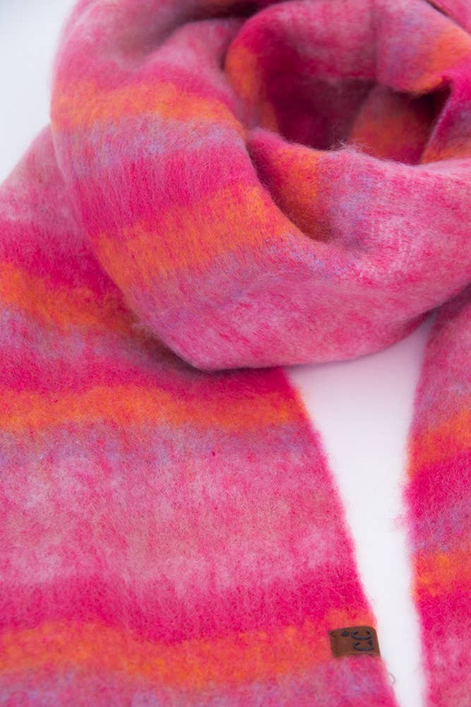 C.C Horizontal Multi Color Stripe Woven Scarf: Beige