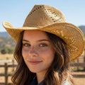Thin Rope Strap Straw Cowboy Hat: KA