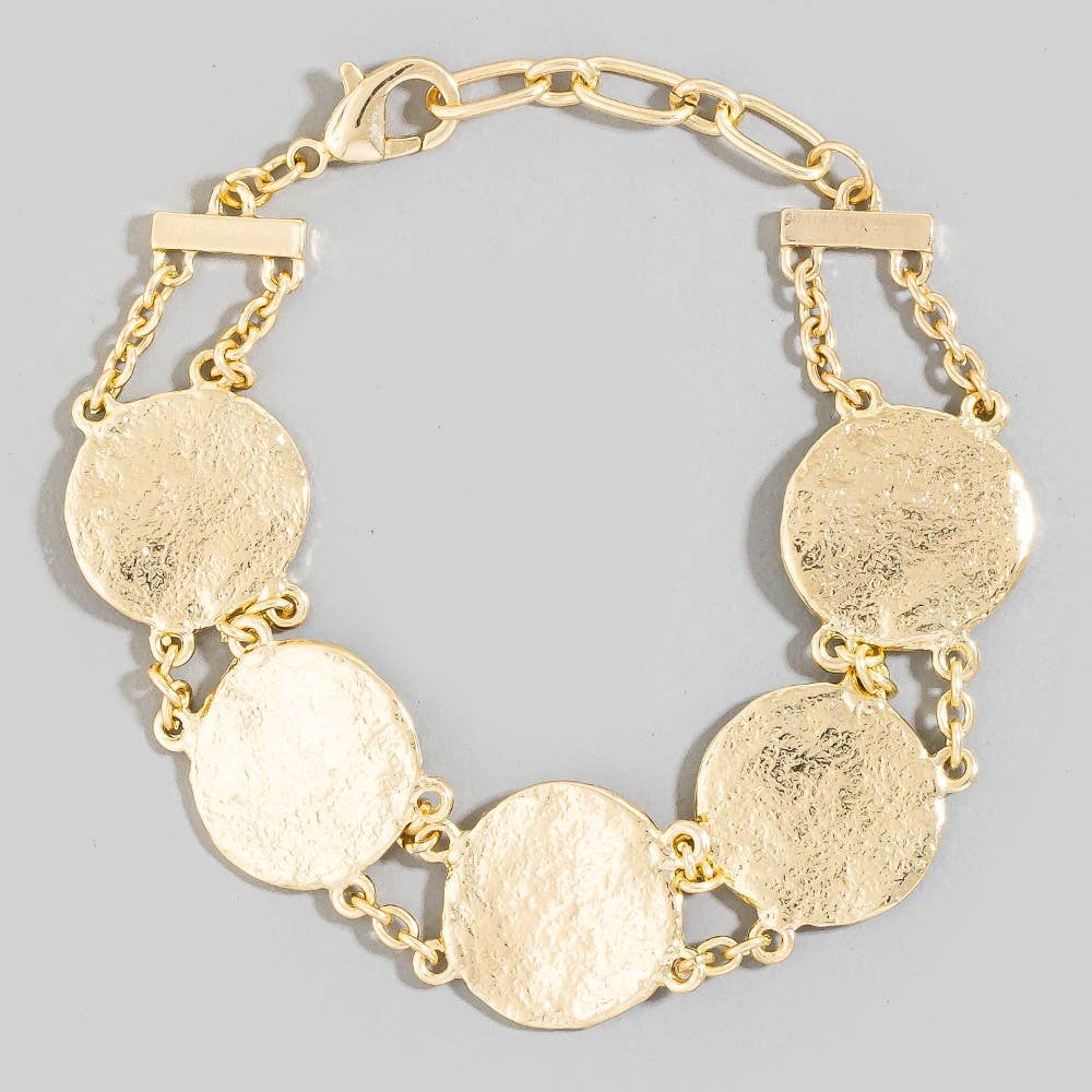 Textured Coins Chain Bracelet: GD