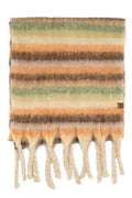C.C Horizontal Multi Color Stripe Woven Scarf: Beige