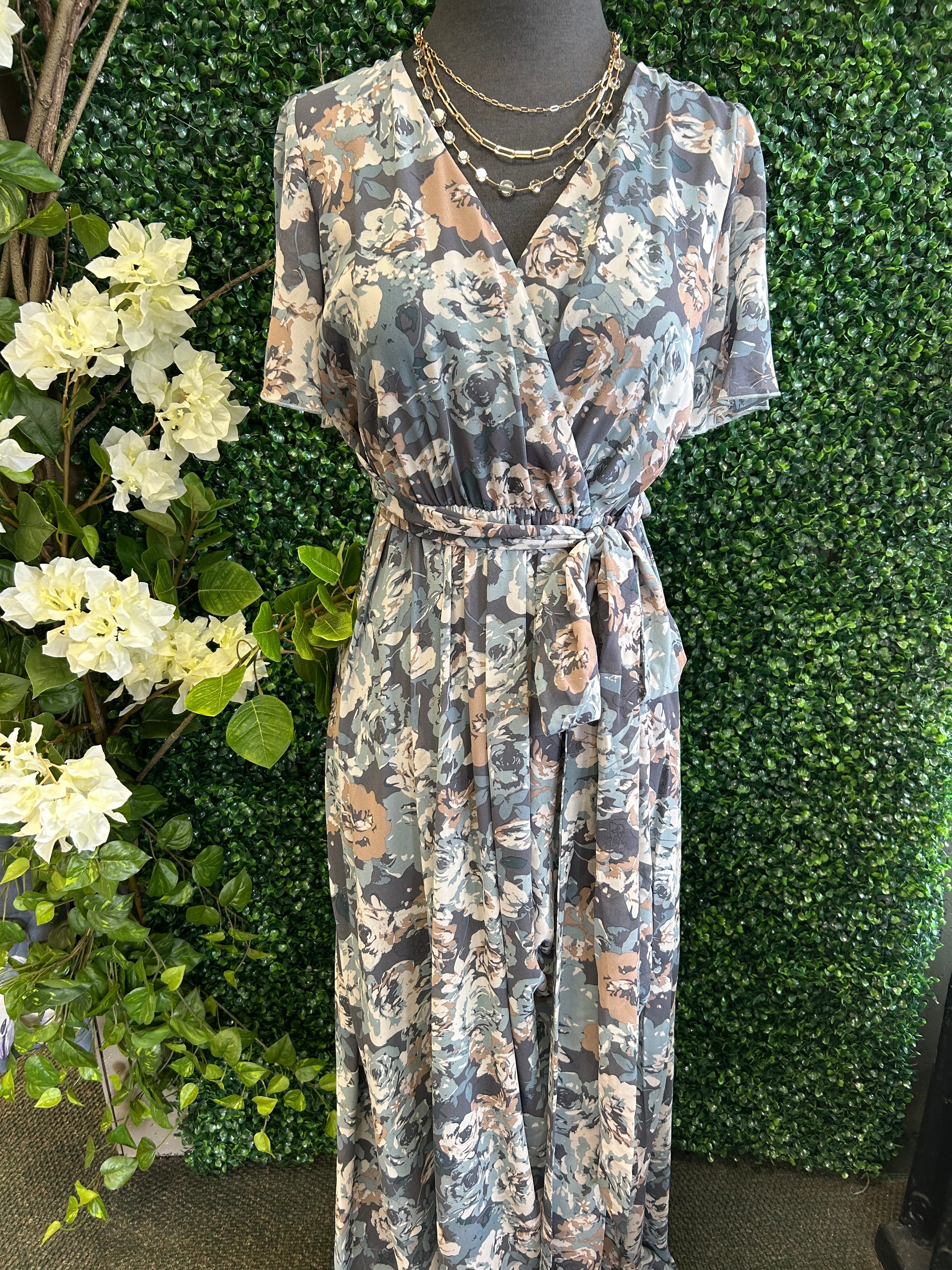 Chiffon Belted Maxi Dress