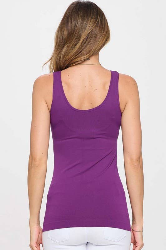 Reversible V or U Neckline Seamless Tank: Navy / OS
