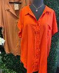 Linen Frayed Button Down