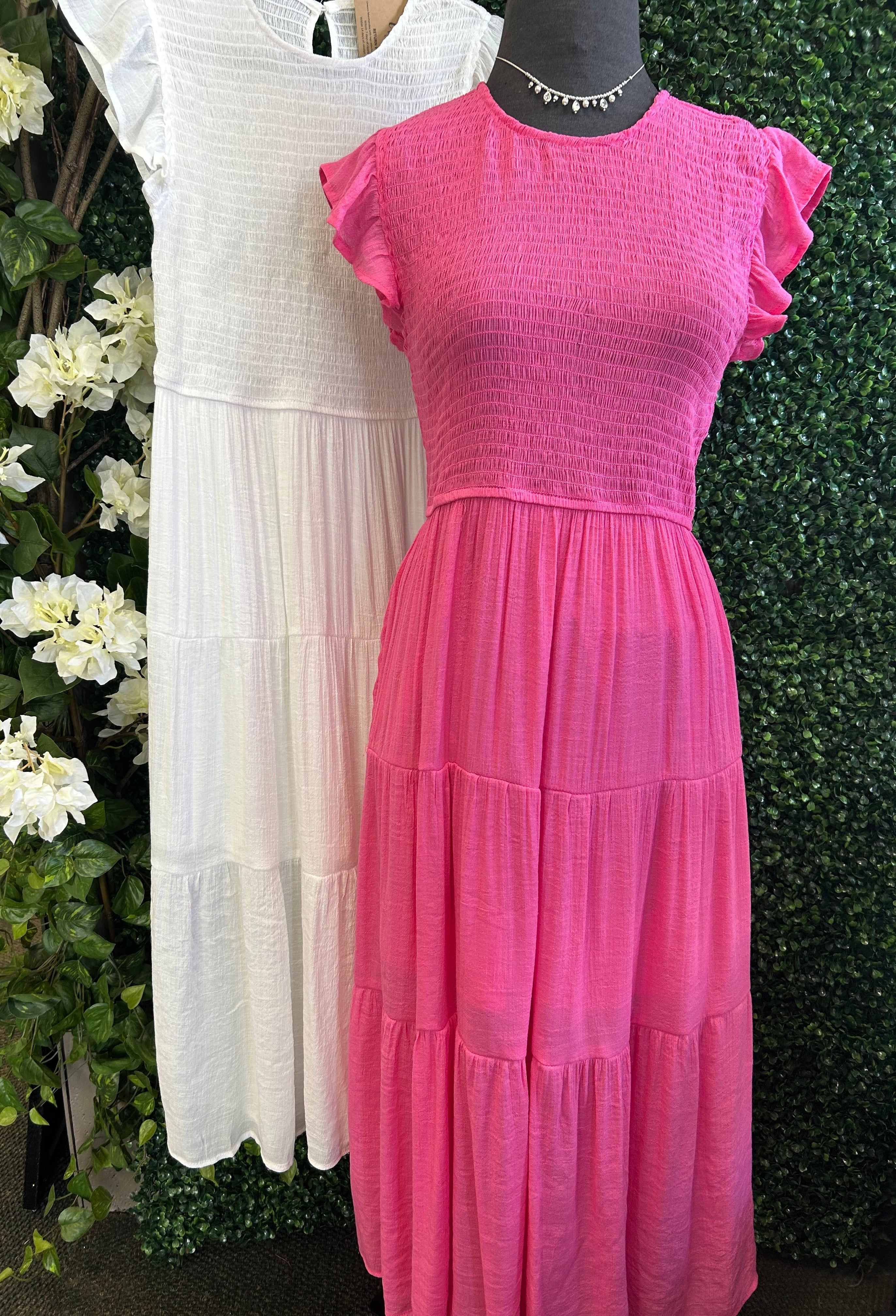 Smocked Tiered Midi Dress