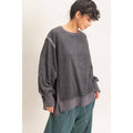 Oversized Raw Edge Crew Neck Sweatshirt