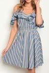 Striped ruffle baby doll dress