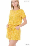 Yellow Floral Romper w/Pockets