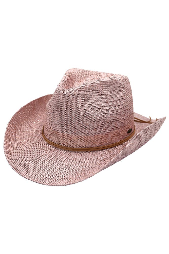 C.C Sequin Cowboy Hat: Beige