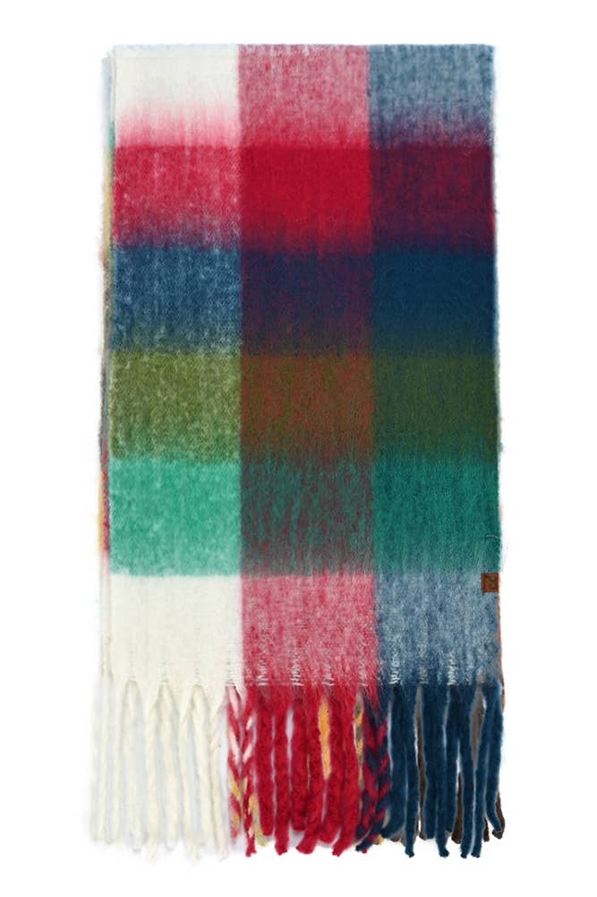C.C Multi Color Block Plaid Check Pattern Woven Winter Scarf: 2