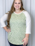 Green Daisy Raglan Top