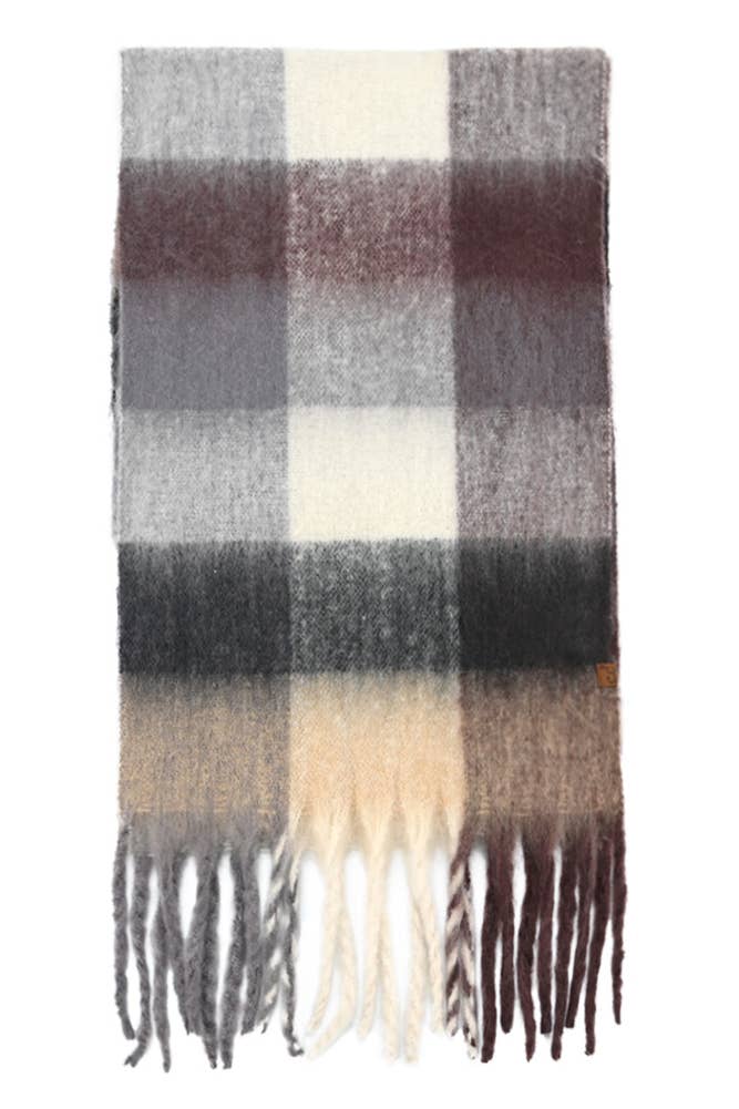 C.C Multi Color Block Plaid Check Pattern Woven Winter Scarf: 22