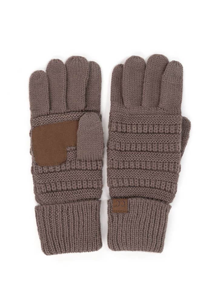 C.C Knitted Touch Screen Compatible Gloves: Black