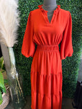Rust Layered Midi Dress