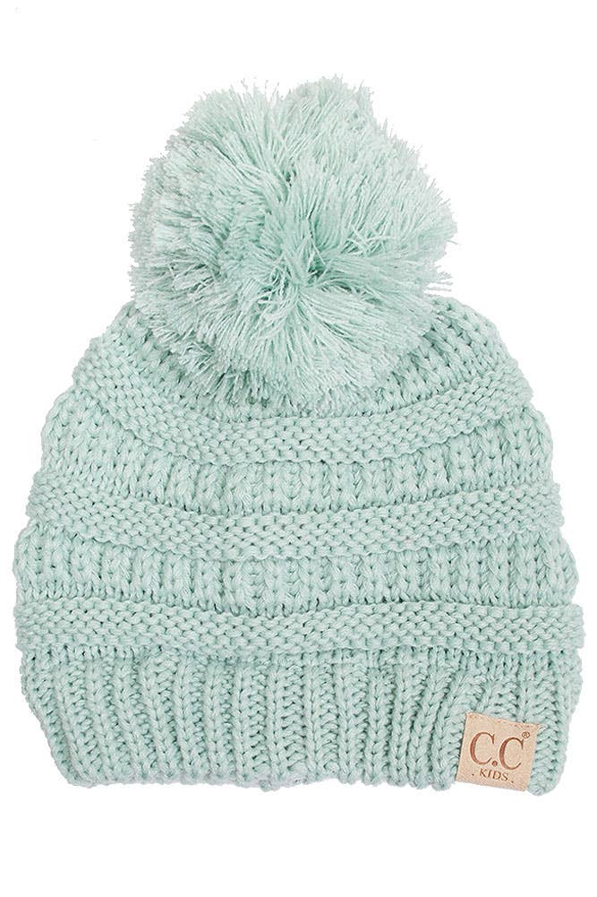 C.C Kids Solid Knit Pom Beanie: Denim