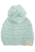 C.C Kids Solid Knit Pom Beanie: Mint