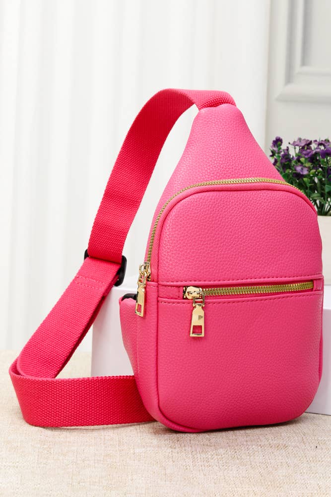 Solid PU Sling Bag: Turquoise