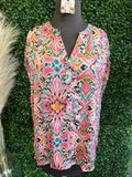 V-neck Top w/ Cap Sleeve