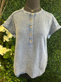 Short Sleeve Henley Chambray Top