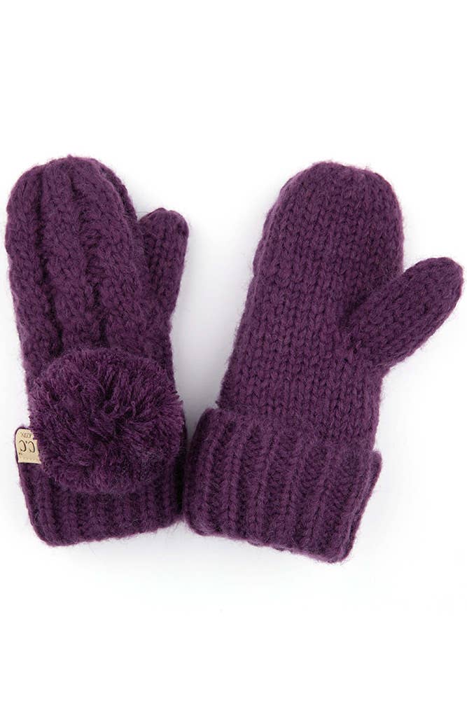 C.C Kids Pom Kids Glove With Fuzzy Lining: Ivory