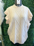 Cable Knit Ruffle Sleeve Sweater