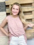 Mauve Tiny Flower Sleeveless Flowy Top