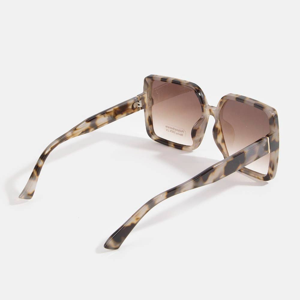Oversized Square Sunglasses With Gold Corner Charm: ASSORTED