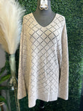 Solid Knit V-neck Bell Sleeve Top