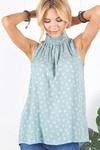denim mock neck sleeveless top