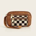 Blake Mixed Media Wallet Pouch: Cognac Check