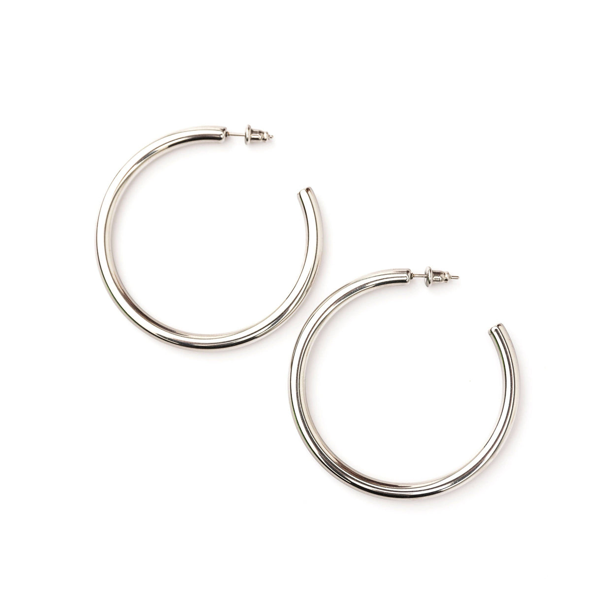 14K STAINLESS STEEL OPEN HOOP EARRINGS: Gold