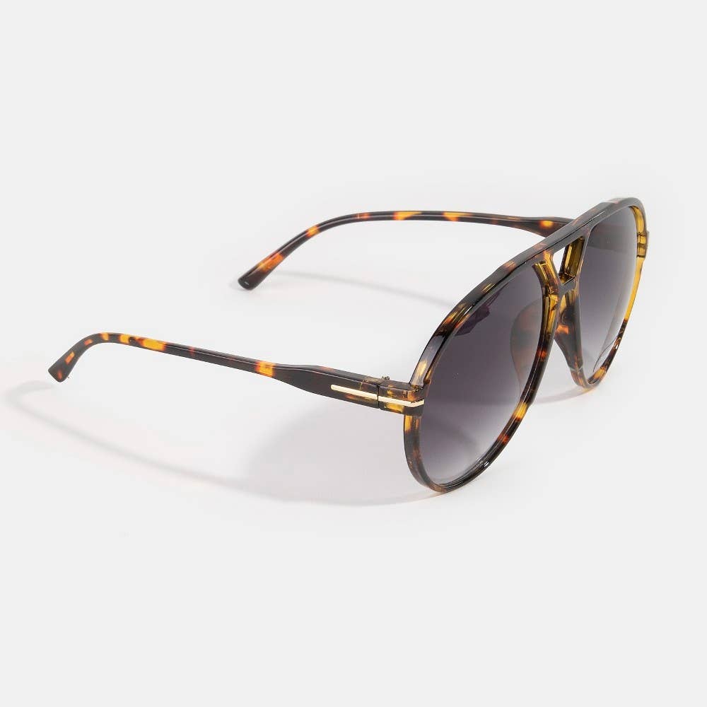 Oversized Aviator Notched Double Bridge Sunglasses: ASSORTED