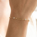 Bar & Round Cz Bezel Station Chain Bracelet: G
