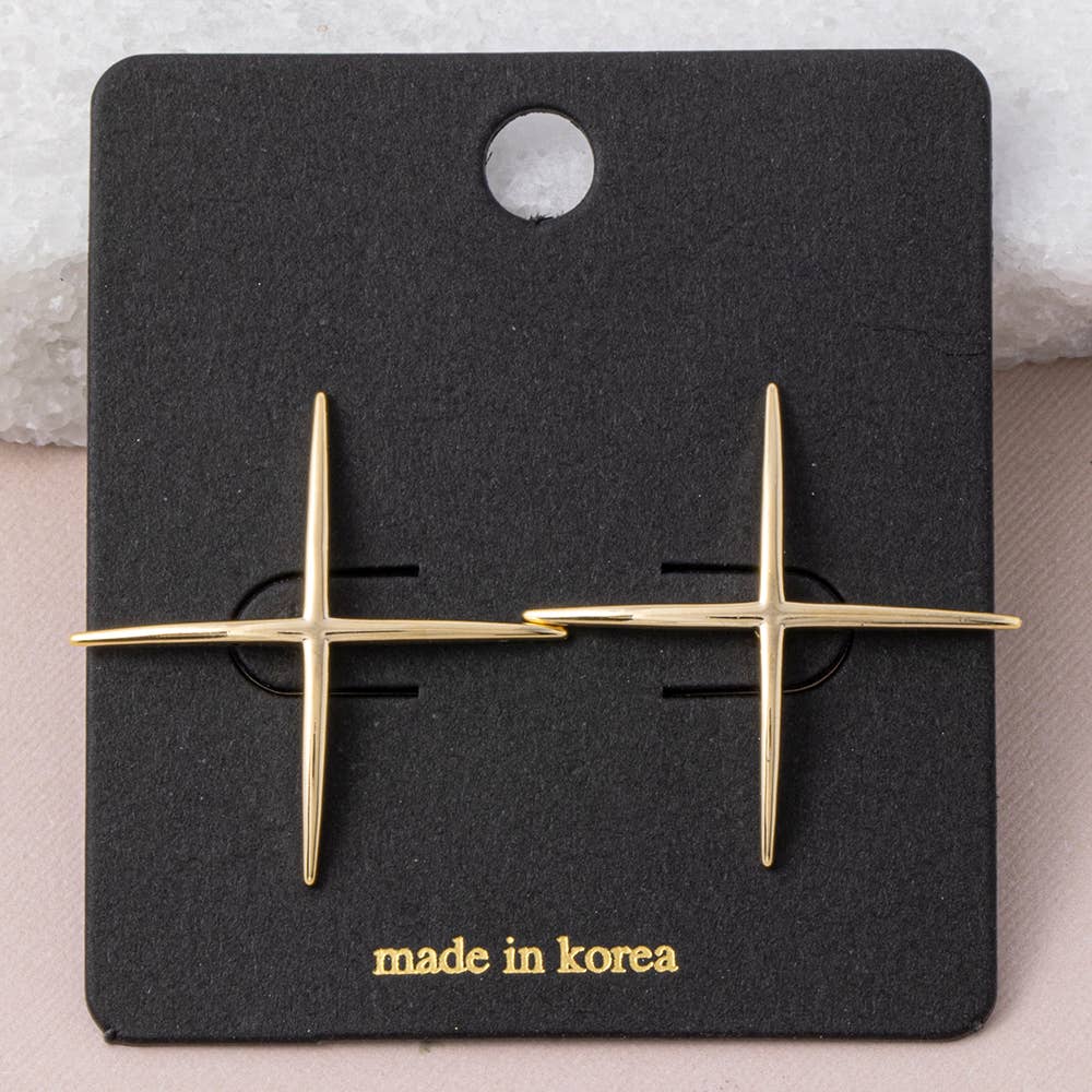 Slim Pointed Cross Stud Earrings: G