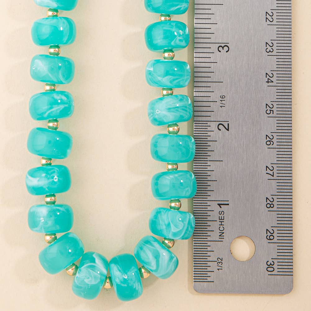 Marbled Chunky Rondelle Bead Statement Necklace: BR