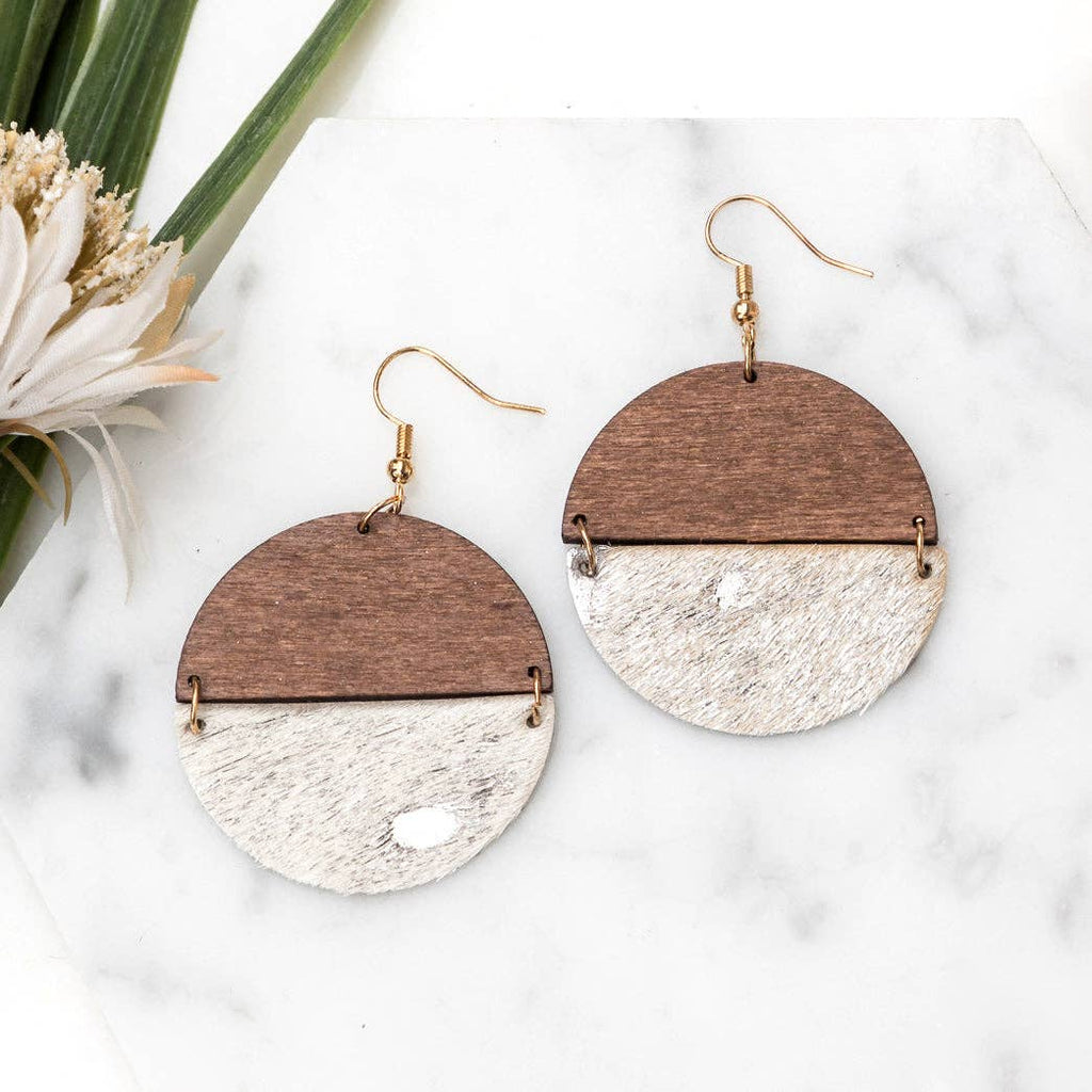Everyday Leather & Wood Earrings: Cheetah