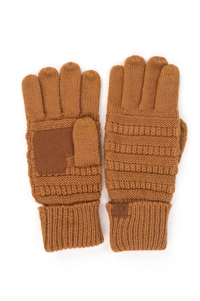 C.C Knitted Touch Screen Compatible Gloves: Black