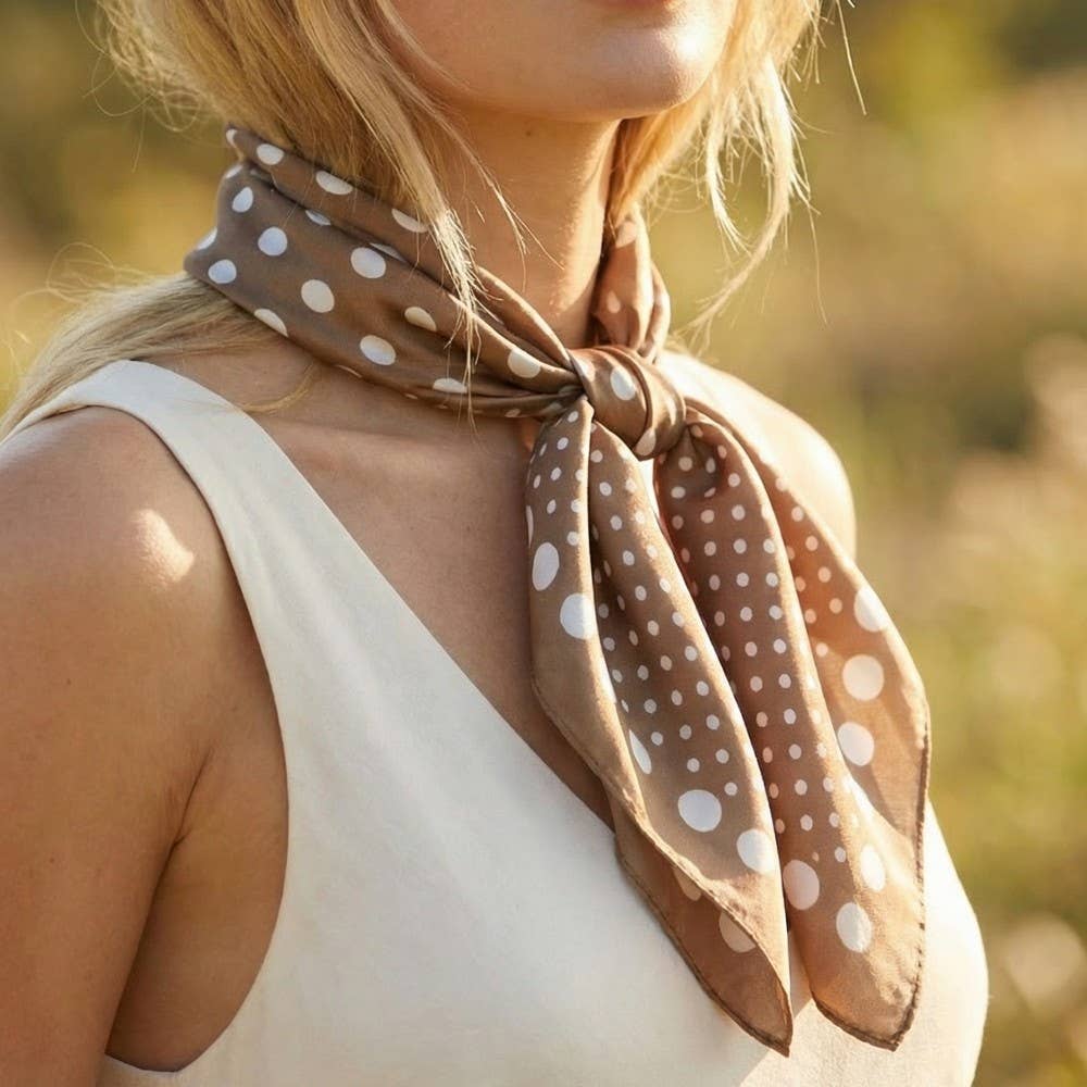 Ombre Polka Dot Print Satin Square Scarf: WH