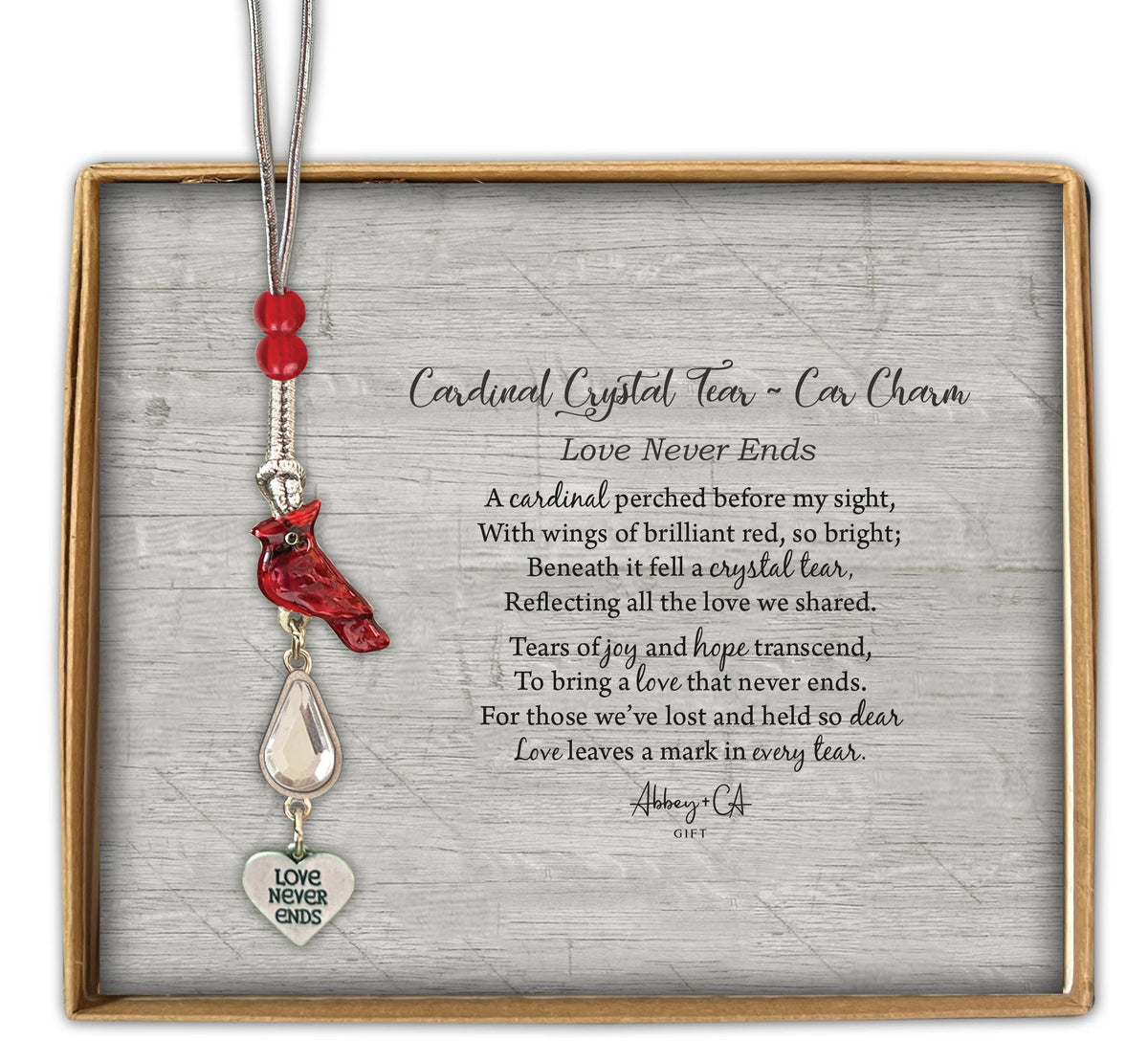 Cardinal Crystal Tear Car Charm