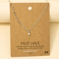 Chain Link Rhinestone Stud Charm Necklace: S