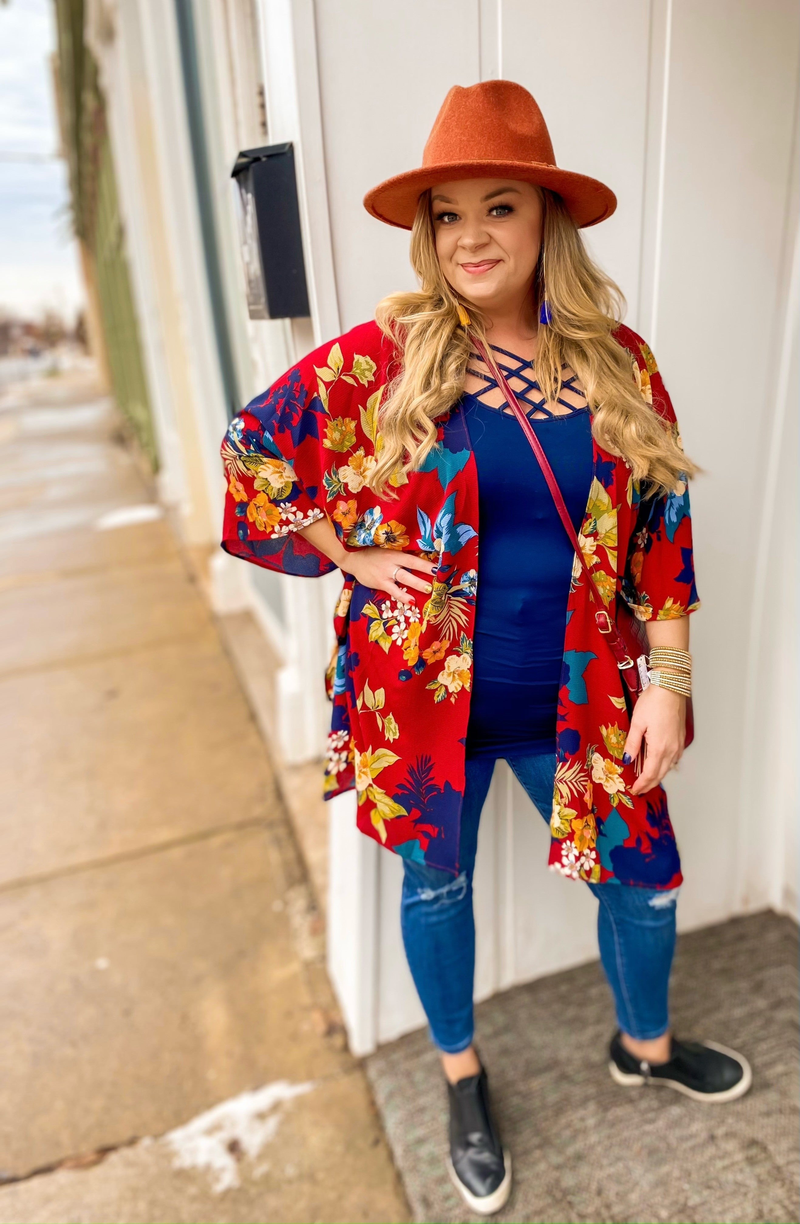 burgundy kimono