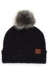 C.C. Solid boucle yarn beanie with Pom